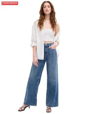 GAP High Rise Wide Leg Cropped Jeans Regular Fit Zipper Closure
